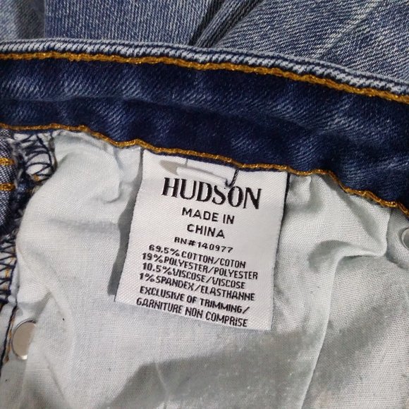 Hudson Kids Girls Distressed Crop Slim Straight Leg Boyfriend Jeans 14 Denim - Picture 12 of 13